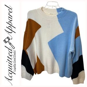 A Beautiful Soul Captivating Abstract Bullover Cowl Neck Sweater NWT